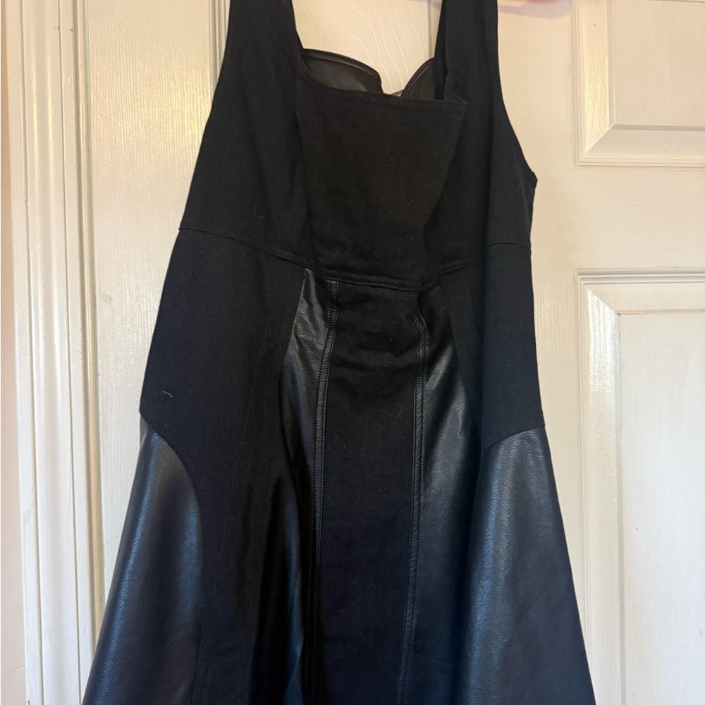 Pilcro by Anthropologie Black Denim/leather dress